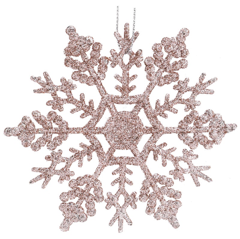 Christmas ConceptsÂ® Pack of 12-10cm Glitter Snowflake Hanging Decorations - Christmas Decorations (Rose Gold) - Image 5